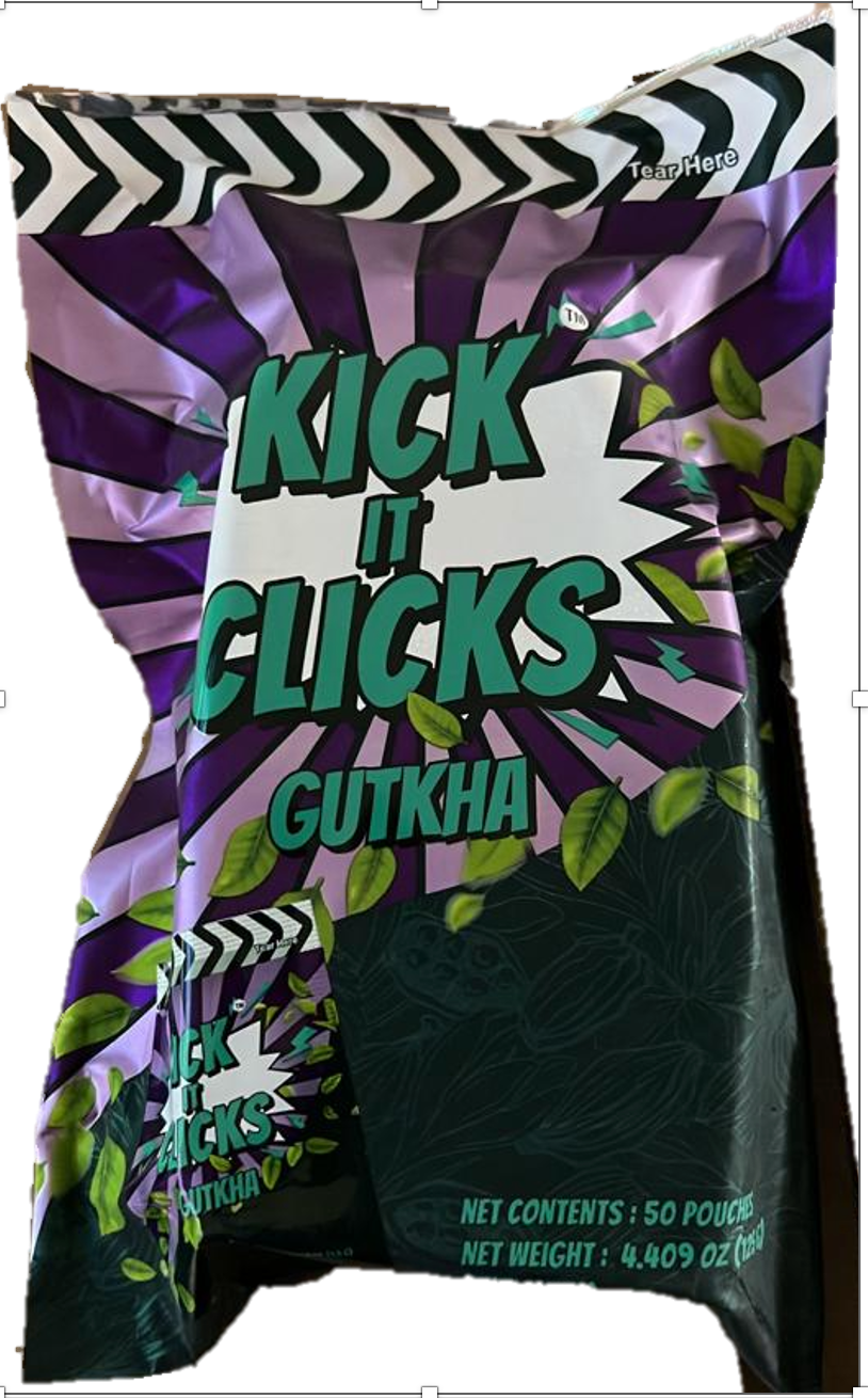 2 Bags containing 50 pouches, 2.5 grams each Kick Gutkha (Made in USA)
