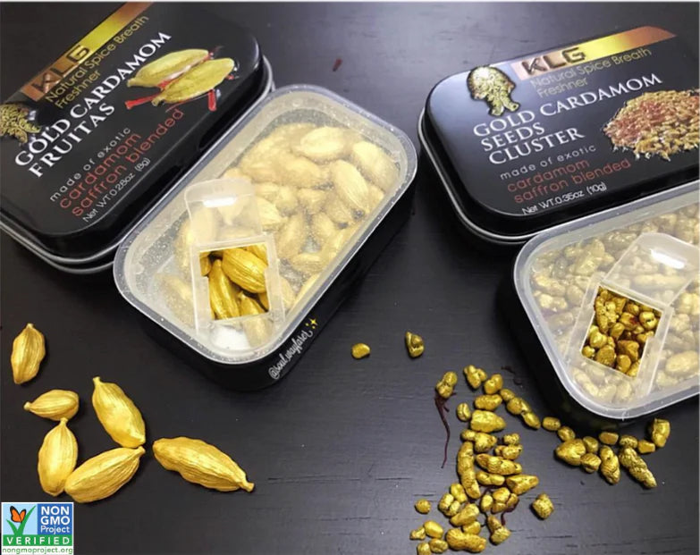 Gold Cardamom 2-Pack Sampler – Seed Cluster & Fruitas | 24K Edible Gold