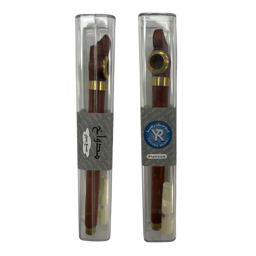 Platinum Medwakh Smoking Pipe - With Gold Metal Head