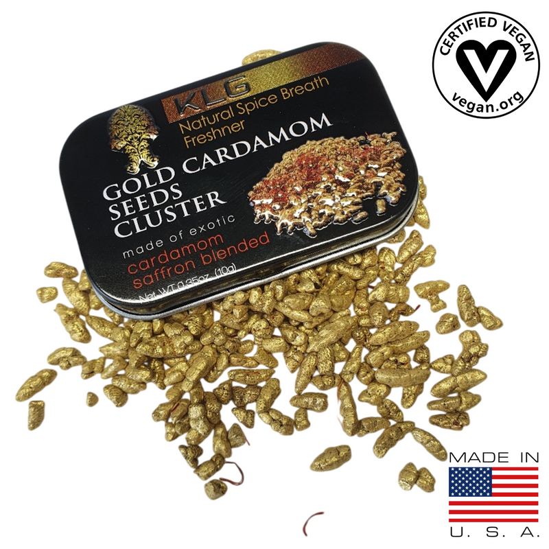 Gold Cardamom Seed Clusters – 10g Metal Tin | Vegan, No Sugar, Made in USA