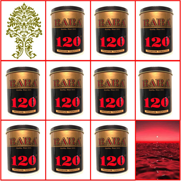 10 Cans Baba 120 (Silver) Premium Tobacco 50g Each