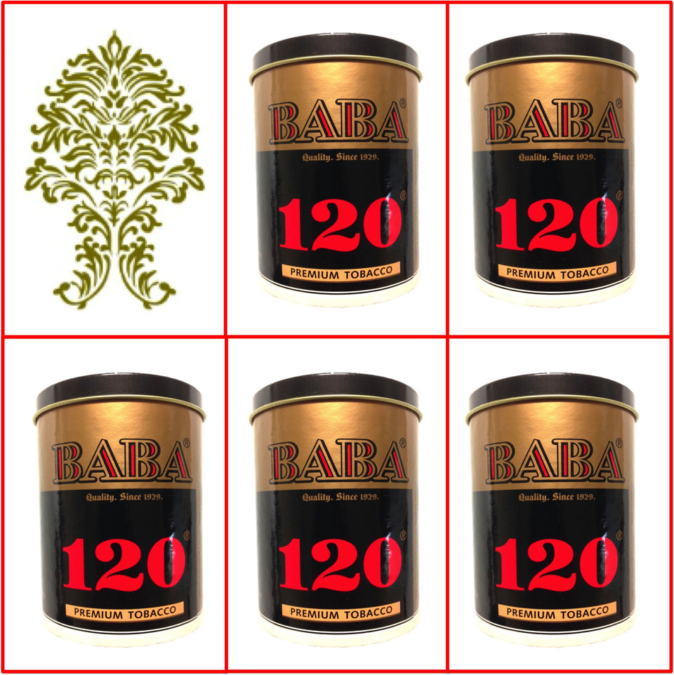 5 Cans Baba 120 (Silver) Premium Tobacco 50g Each