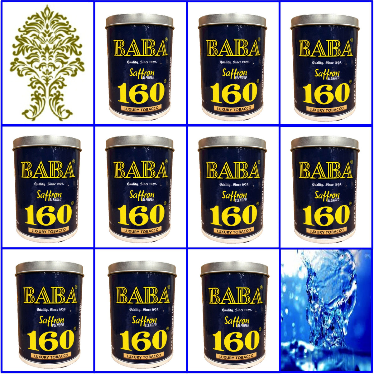 10 Cans Baba 160 Luxury Tobacco 50g Each