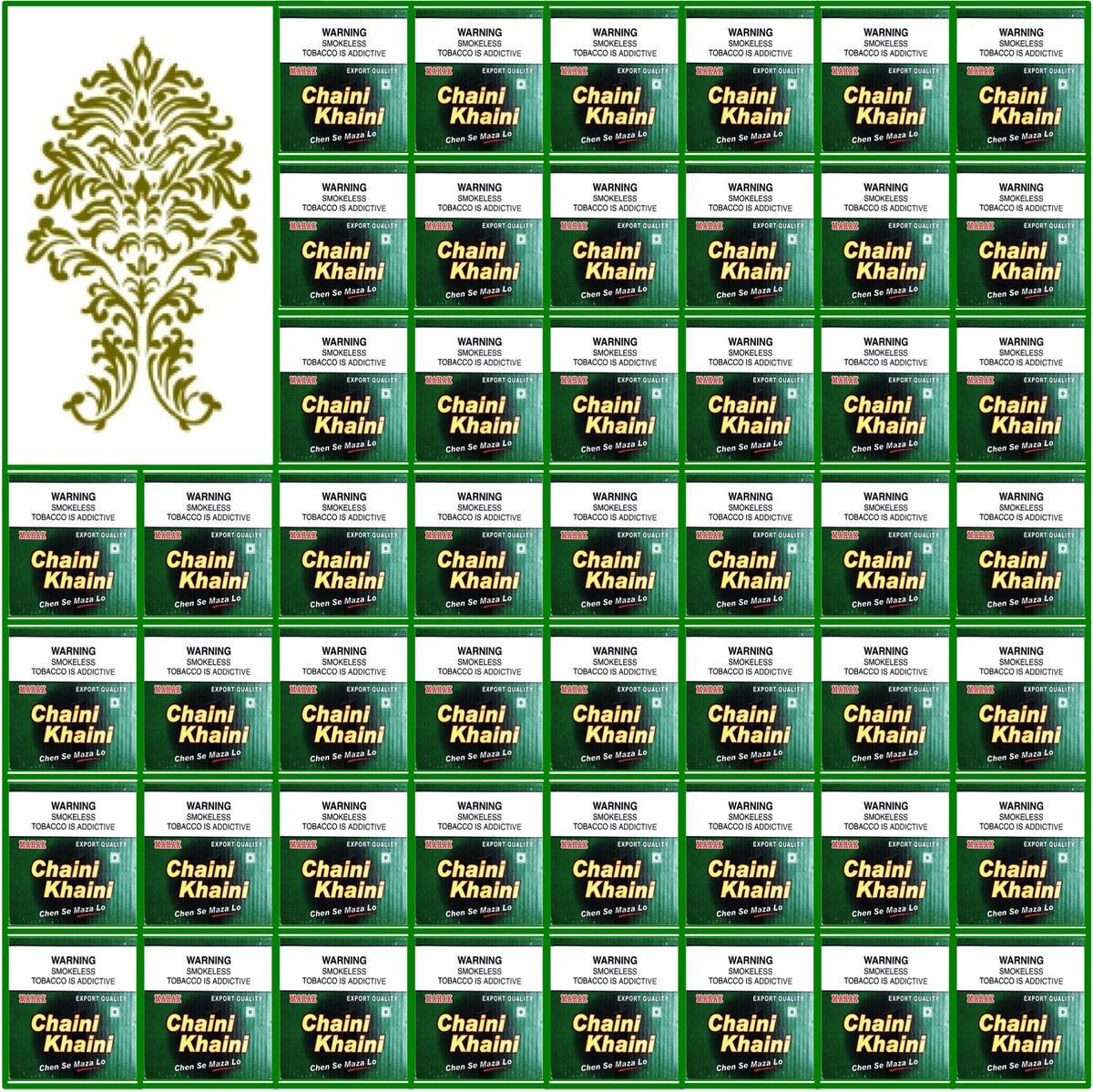 100 Boxes Chaini Khaini Best Indian Tobacco 20 x 4.5 g Each