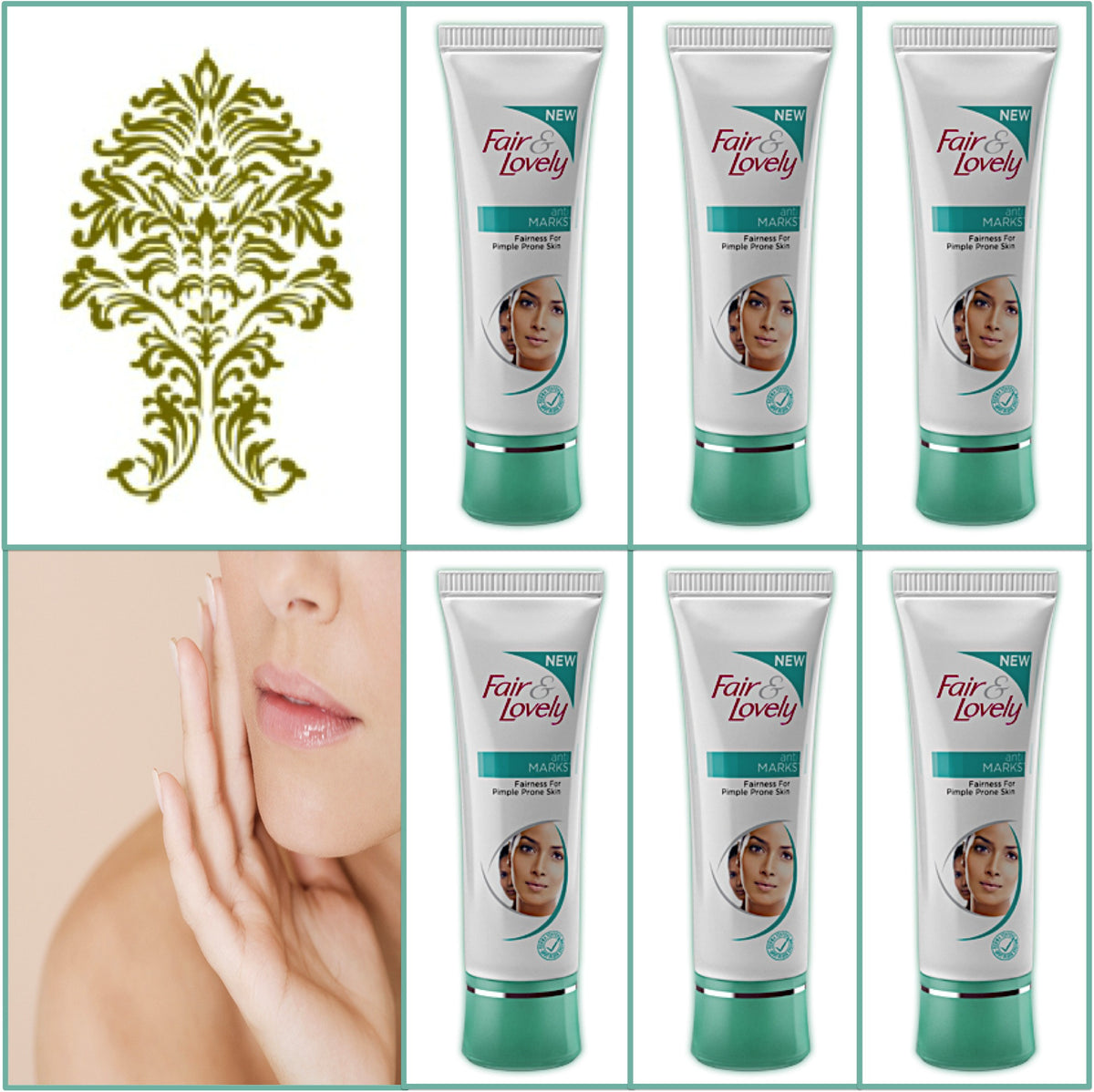 6 Pack Fair & Lovely Anti Marks Fairness Cream - Pimple Prone Skin 50g Each