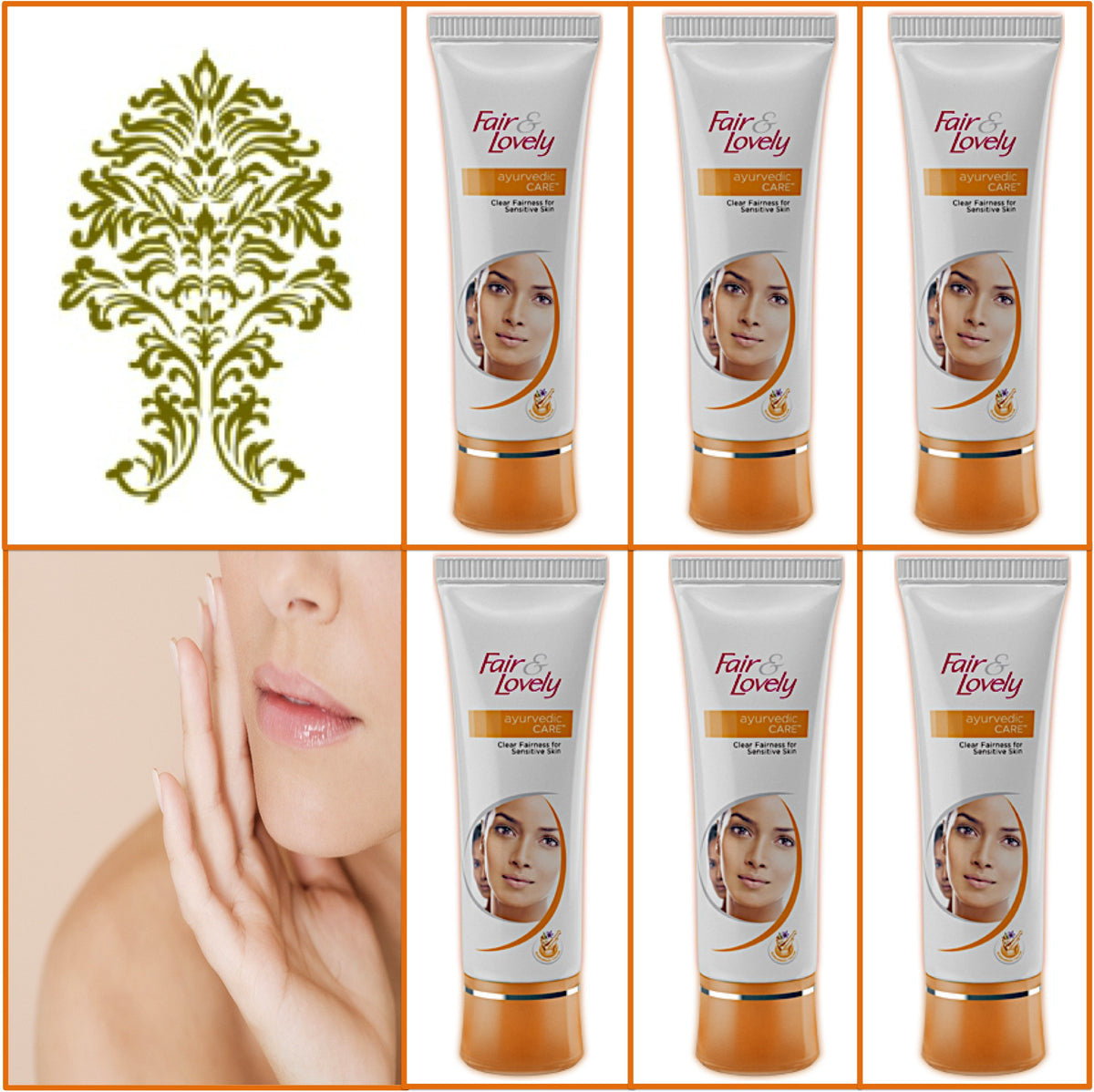 6 Pack Fair & Lovely Ayurvedic Cream - Glowing Radiant Skin 50g Each