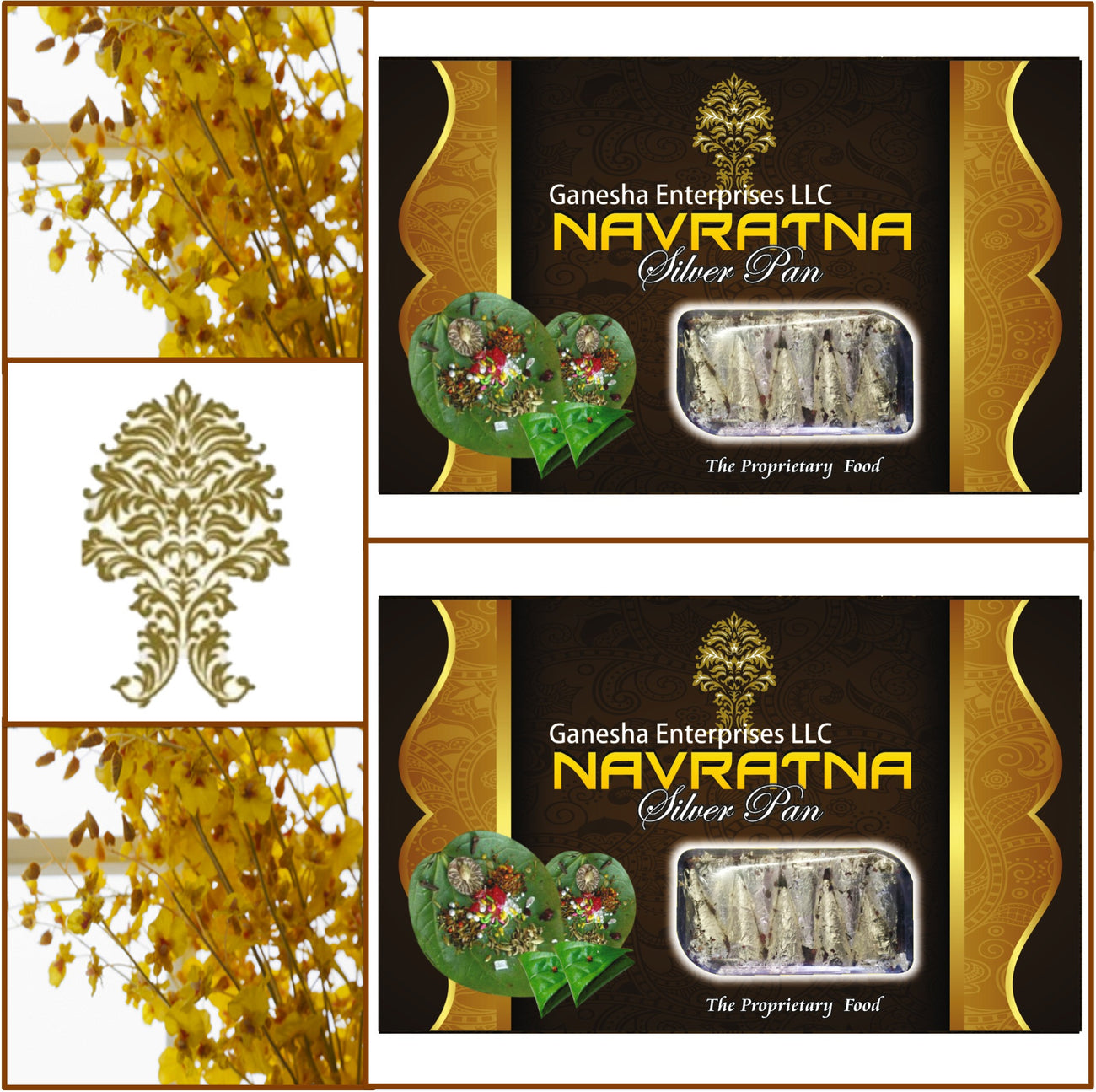 2 Boxes Navratna Silver Pan (Paan) 10 Pieces Each - Total 20 Pieces