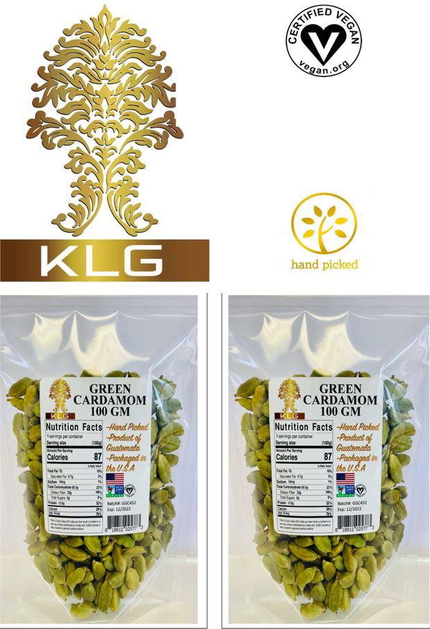 2 Bags Natural Green Whole Cardamom Pods Extra Fancy Grade 100gm Each