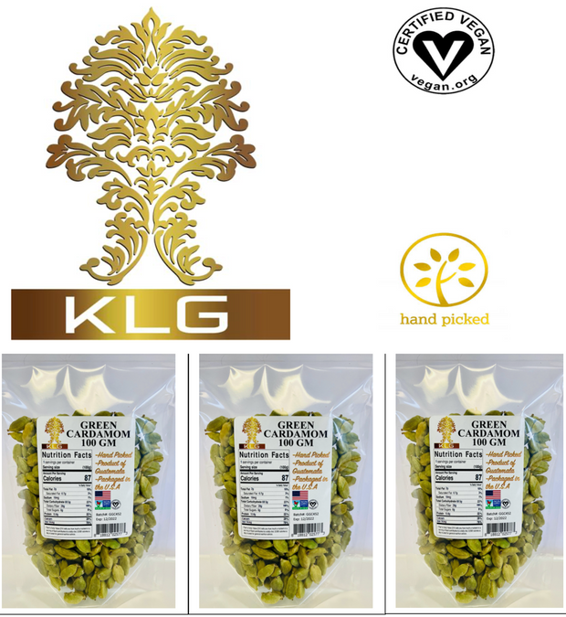 3 Bags Natural Green Whole Cardamom Pods Extra Fancy Grade 100gm Each